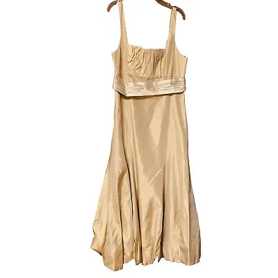 Vera Wang Formal Dress Size 10 Bubble Hem Knee Ruched Sleeveless Gold USA • $18.70