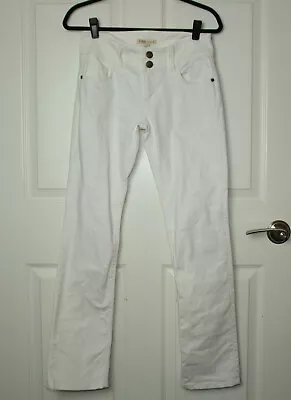 Women's CAbi Lou Lou White Straight Leg Jeans Double Button Zip #763 Size 4 LN • $17.49