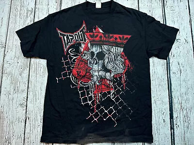 Vintage TAPOUT Shirt XL Black Skull UFC MMA Logo Jumbo All Over Print Y2K Flaws • $29.95