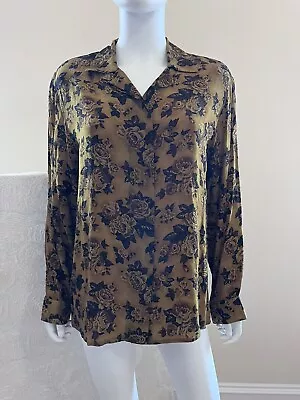 Vintage Jones New York Liquid Rayon Floral Retro Secretary Geek Blouse Top 6 • $17.93