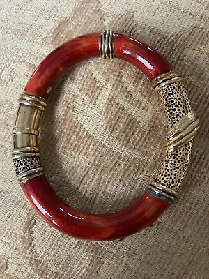 La Nouvelle Bague Red Enamel Bracelet Bangle 18ct & Sterling Silver ~ Gorgeous • $1389.25