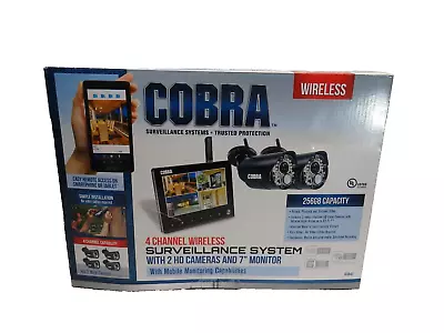 Cobra 4 Channel Wireless Security System Black 63842 Receiver W/2 Color Camera • $159.99