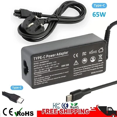 £15.99 • Buy 65W TYPE-C USB-C Laptop Power Adapter Charger For Lenovo Acer HP Apple Sony ASUS