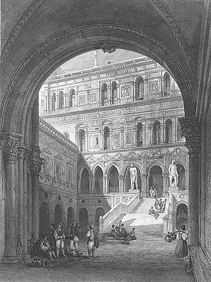 Italy DOGES DUCAL PALACE VENICE  ~ 1845 Baroque Architecture Art Print Engraving • $6.49