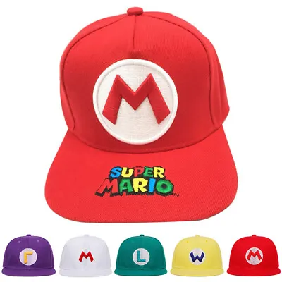 Super Mario Baseball Cap Cotton Snapback Luigi Adjusted Sun Hat Outdoor Trucker • $15.53