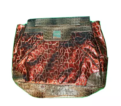 MICHE Prima Bag Shell Drew Design Shiny Dark Red And Brown With Side Pockets OOP • $21.95