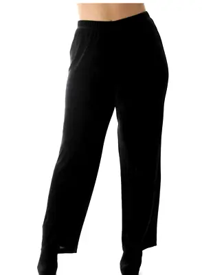 EUC Vikki Vi Classic Dark Black Pull On Pants Slacks Slinky Knit Travel Size 4X • $39.99