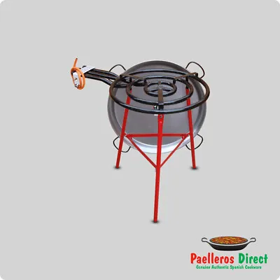 80cm Authentic Spanish Polished Steel Paella Pan & 60cm Gas Burner Kit / Set • £204.99