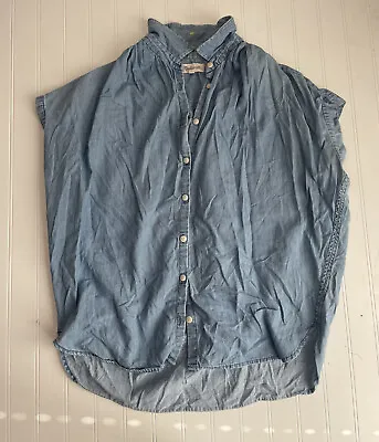 Madewell Chambray Shirt Womens Size Small S Button Down Short Sleeve Top￼ • $18