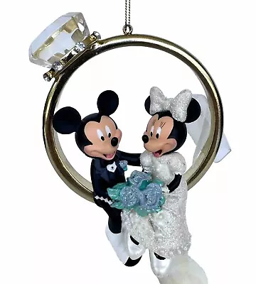 Disney Parks Mickey Minnie Mouse Wedding Engagement Ring Ornament Statue Gift • $19.99