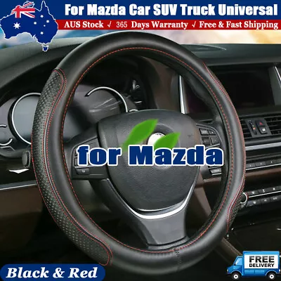 $41.51 • Buy Genuine Leather For MAZDA New Black 15  Diameter Car Auto Steering Wheel Cover
