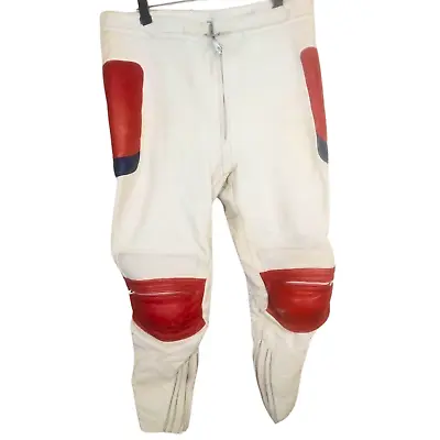 Echtes Leder Pants 100% Genuine Leather White Motorcycle Biker Racer Trousers • $99