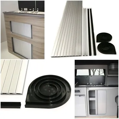 Campervan Tambour Door Set  Silver Roller Door Louvered Sliding Door Kit • £39.95