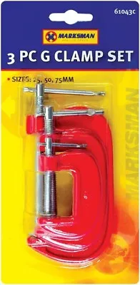 3 X Mini G Clamp Metal Set Small Screw C Clamps 25mm/50mm/75mm Worslshop Diy New • £4.99