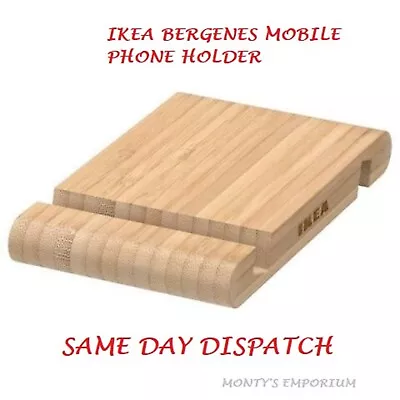 IKEA PHONE/TABLET HOLDER Bergenes Stand Wooden Reversible NEW SEALED • £3.95