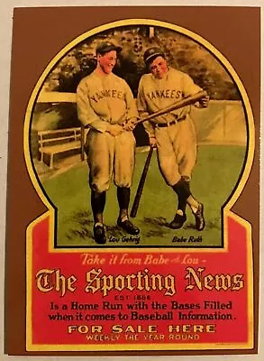 Babe Ruth Lou Gehrig Sporting News Advertising Promo GLOSSY RP Card  Off Center  • $4.04