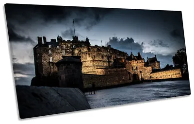 Edinburgh Castle Night Picture PANORAMIC CANVAS WALL ART Print • £64.99