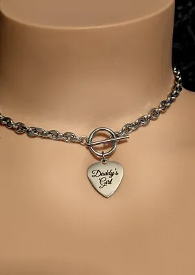 Day Collar Choker W/ Engraved Heart * Daddy's Girl * BDSM Kink  • $25