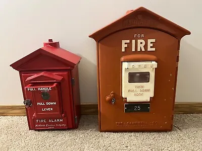 2 Vintage Fire Alarm Call Boxes Gamewell Northern Electric Complete W/keys Nice! • $750