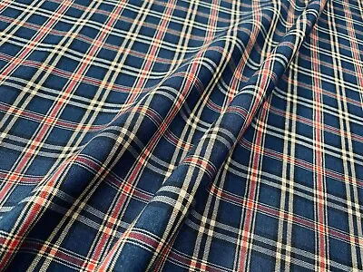 £1.20 • Buy Blue TARTAN Plaid Check Designer Fabric Scottish Royal Stewart 140cm Wide Canvas