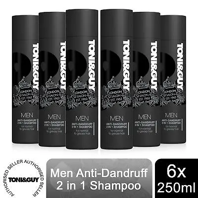 £22.99 • Buy 6x 250ml Toni & Guy Anti-Dandruff 2 In 1 Shampoo For Men With Mineral Extract