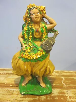 Vintage Ceramic Hawaiian Hula Girl With Ukelele Figure • $25