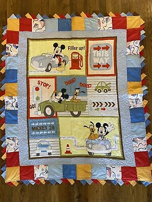 Mickey Mouse Baby Comforter Quilt Cotton CARS Automotive  50x42~NEW W/ FLAW • $32