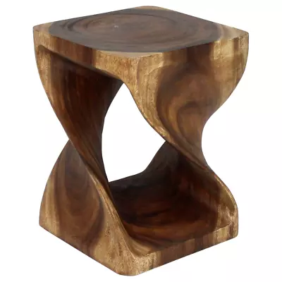 Haussmann® Wood Twist End Table 15 X 15 X 20 Inch High Walnut Oil • $204.95