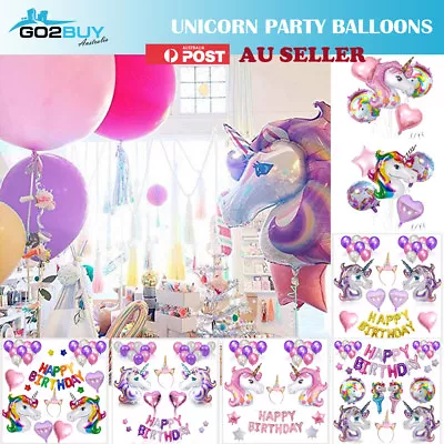 $1.65 • Buy Unicorn Fantasy Horse Kids Birthday Party Supplies Balloons Set Decoration Girl