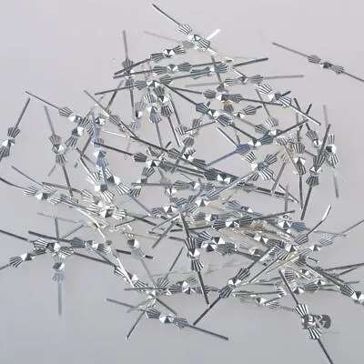 100 Chandelier Lamp Part Crystal Prisms Beads Metal Connector Silver Bowtie 30mm • $6.50