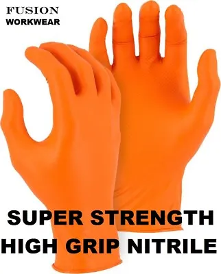 Orange Nitrile Glovessuper Tough Disposablegrippaz Mechanics Glovesfishscale • £1.99