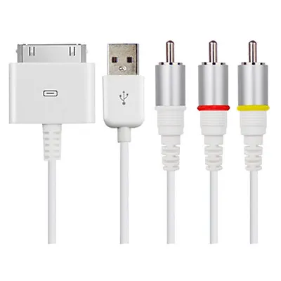 RCA Composite AV Video To TV USB Charger Cable Lead For IPad 2 3 IPhone 3 4 • £102.94