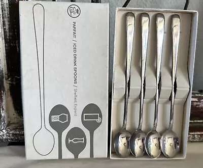 Sheffield England EPNS EL Silver Plated Iced Tea Dessert Spoon 7 3/8  Long Set 4 • $30