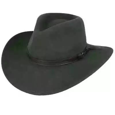Cowboy Hat Crushable 100% Wool Felt Western Cowboy Hat Handmade Premium Olive • £26.50