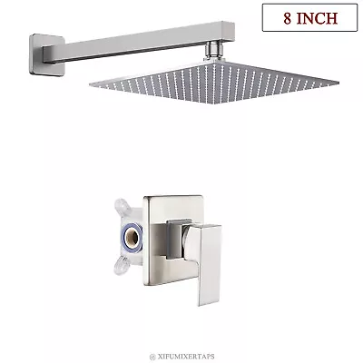 Wall Mounted Shower Faucet Set Rainfall Shower Head Combo With Mixer Valve Kit • $52