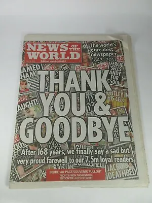 News Of The World Final Edition Newspaper With Sealed Supplement • £8.75