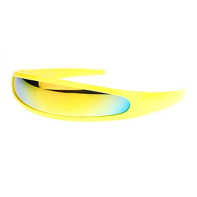 Color Mirror Lens Monolens Cyclops Robotic Futuristic Narrow Punk Sunglasses • $10.95
