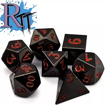 Mini 10mm Black Red Metal DND Dice Dungeons And Dragons Polyhedral RPG Game • $11.98