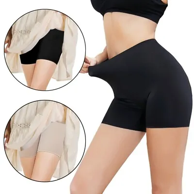 Women Seamless Ice Silk Safety Pants High Waist Boxer Slips Shorts Body Shaper • £9.79