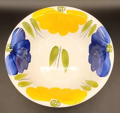 Maxam Handpainted Ceramic Bowl La Primula Daisy Floral Yellow Blue 9.75  Italy • $15