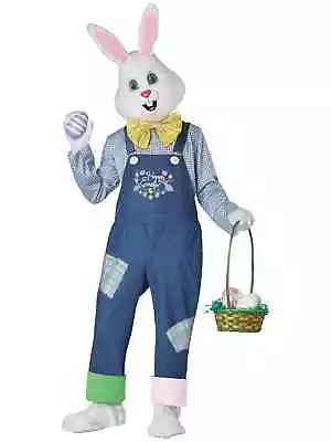 Happy Easter Bunny Rabbit Deluxe Mascot Overalls Adult Mens Costume Plus Size • $142.95