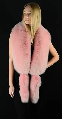 Saga Furs Soft Pink Arctic Fox Real Fur Wrap Scarf Boa Stole Wristbands Cuffs • $278.39