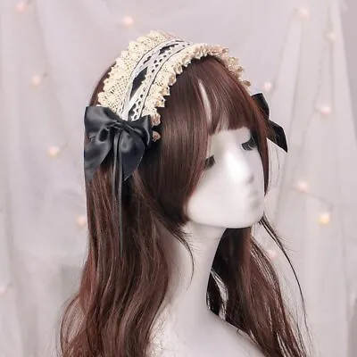 Anime Maid Style Lace Ribbon Bowknot Headband Headpiece Hat Manga Japan Cosplay • $8.54