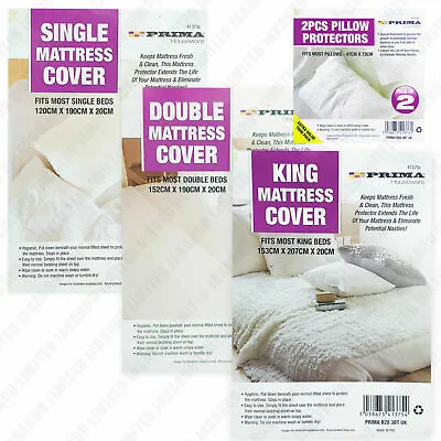 £2.55 • Buy Fitted Mattress Protector Sheet Single, Double And King Size Waterproof Vinyl