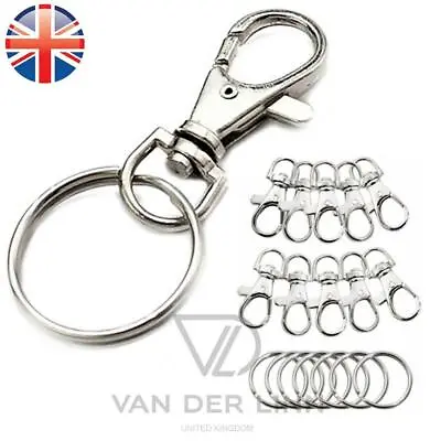 £1.48 • Buy Lobster Key Rings Clasps 38mm Silver Key Ring Hook Swivel Trigger Clips FOB