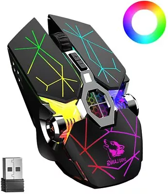 £11.99 • Buy Silent Wireless Gaming Mouse Multi-Colour Backlit Rechargeable For Laptop PC Mac