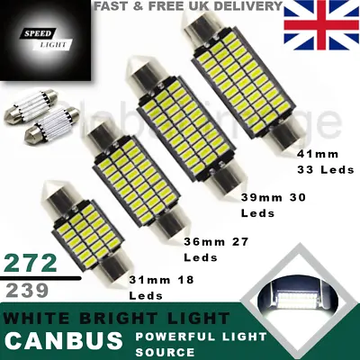 £3.75 • Buy 31/36/39/41mm Car Festoon Led Light Bulbs 12V White C5W Number Plate 239 272 