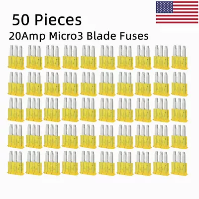 20A Amp Micro3 3-Pin Prong Blade Fuse 20A 32V Automotive Car Truck Boat Marine • $4.99