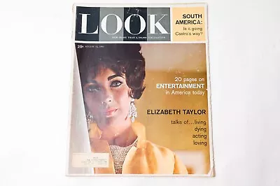 Vintage Look Magazine August 15 1961 Elizabeth Taylor Castro • $8