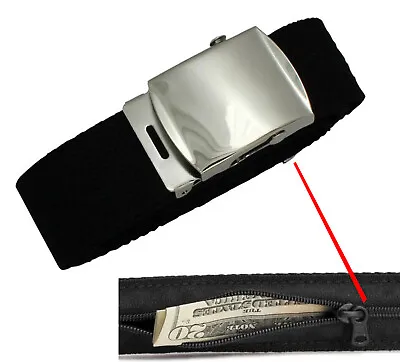 Black Travel Money Belt Hidden Security Waist Pouch Wallet Buckle For Mens • $17.51